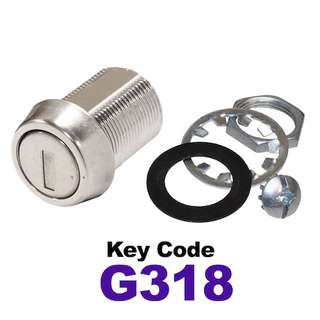 Global RV SS Compartment Lock, Cam/Blade Style, 7/8in Threaded Barrel, Blades not Included, Keyed to G318 CLB-318-78-SS